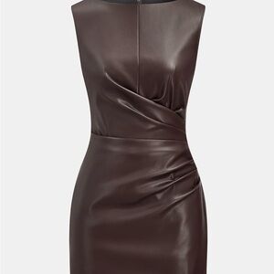 Chic Sleeveless Brown pleather Mini Dress NWT!!